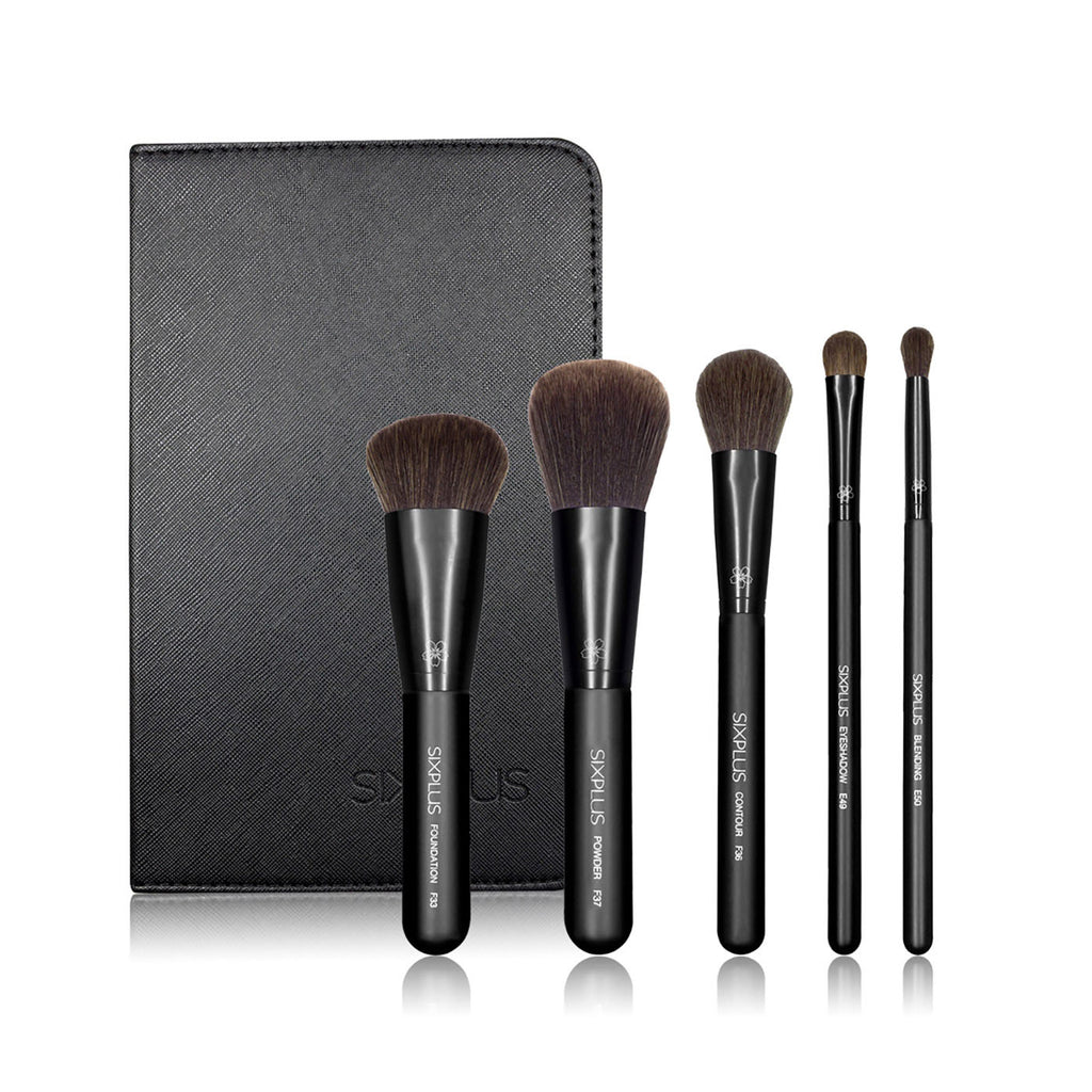5Pcs Black Makeup Brush Set SIXPLUS