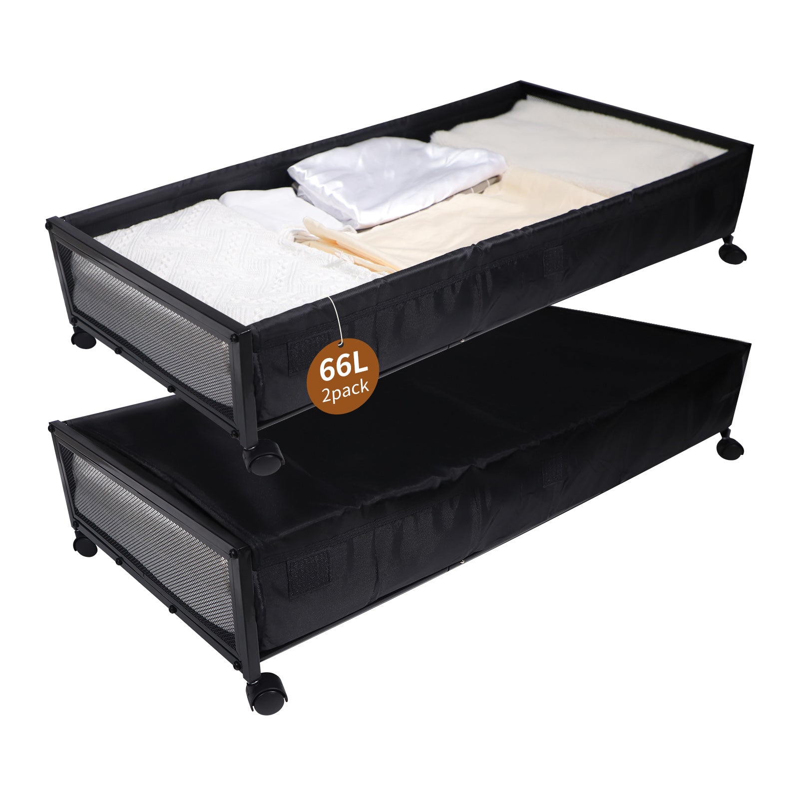 Under Bed Storage Containers,2Pack 66L Large Capacity Underbed