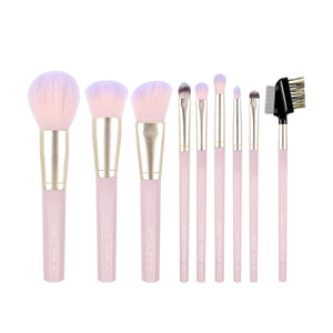 9pcs pink octagonal makeup brush set